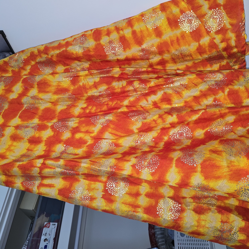 Vibrant Orange and Yellow Tie-Dye Skirt,flower With Blue Print,purple All$25(new